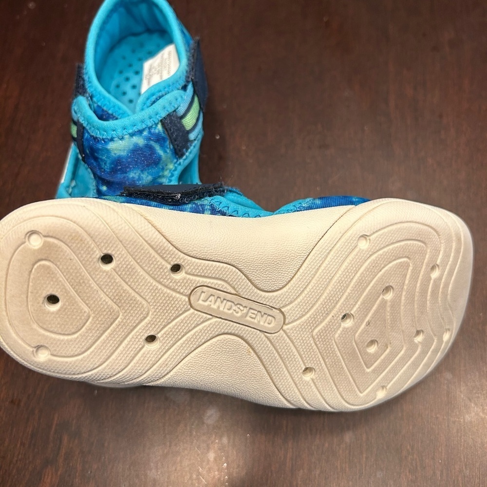 Lands' End Water Shoes Blue and Green with Elastic Lacing - Picture 3 of 3